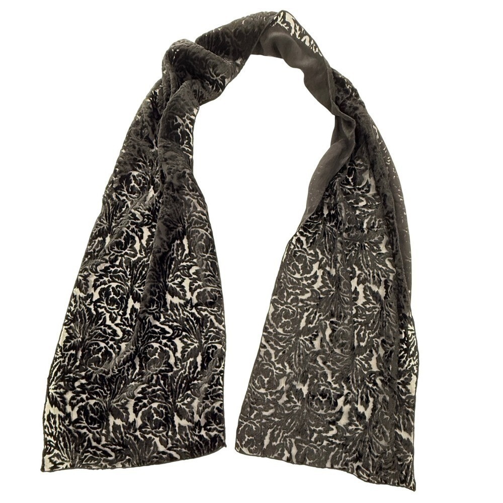 Velvet Floral‎ Burnout Scarf Wrap Long 59x10 Rectangular Black Elegant